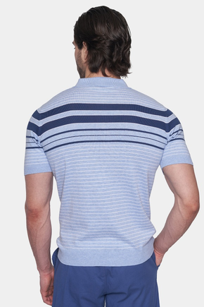 The Quarter Button Polo (Athletic Blue)