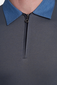 The Quarter Zip Polo (Nautical Blue)