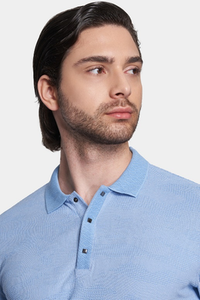 The Quarter Button Polo (Summer Sky Blue)