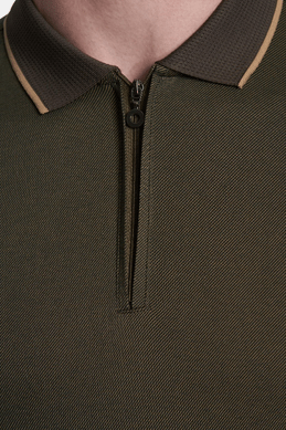 The Quarter Zip Polo (Olive) - Bright Moons