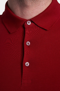 The Quarter Button Polo (Cardinal Red)