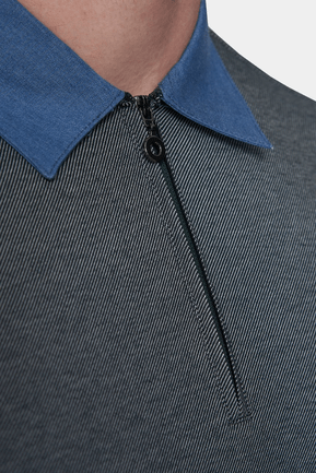 The Quarter Zip Polo (Stone) - Bright Moons