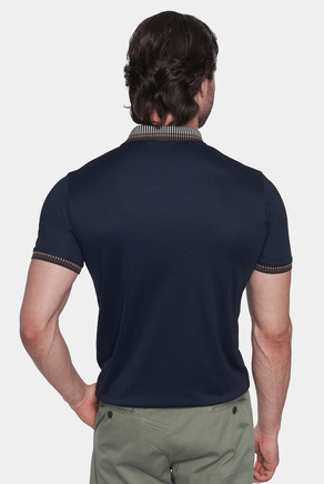 The Quarter Button Polo (Navy Olive) - Bright Moons