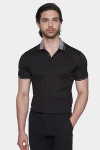 The Quarter Button Polo (Crown Black)