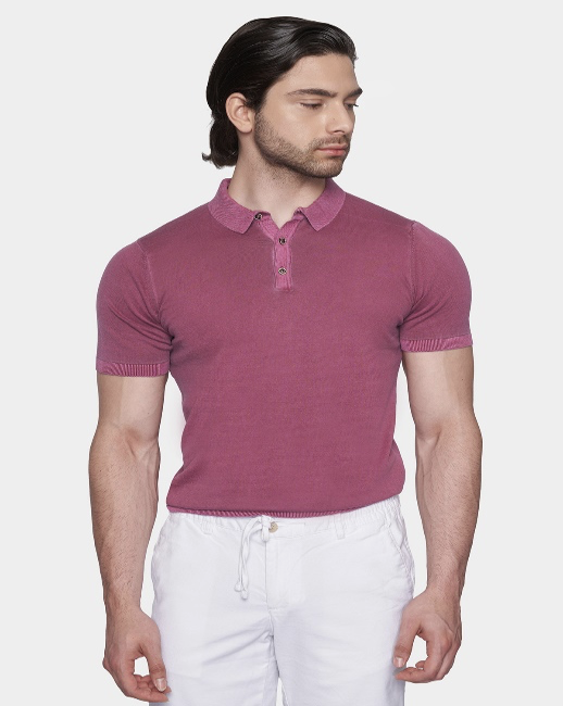 The Quarter Button Polo (Fuschia)