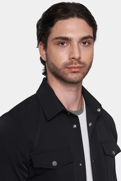 The Slim Overshirt (Black) - Bright Moons