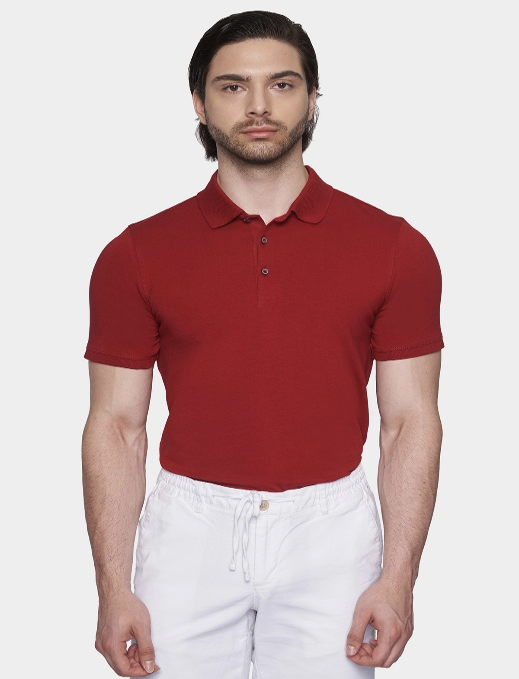 The Quarter Button Polo (Cardinal Red)